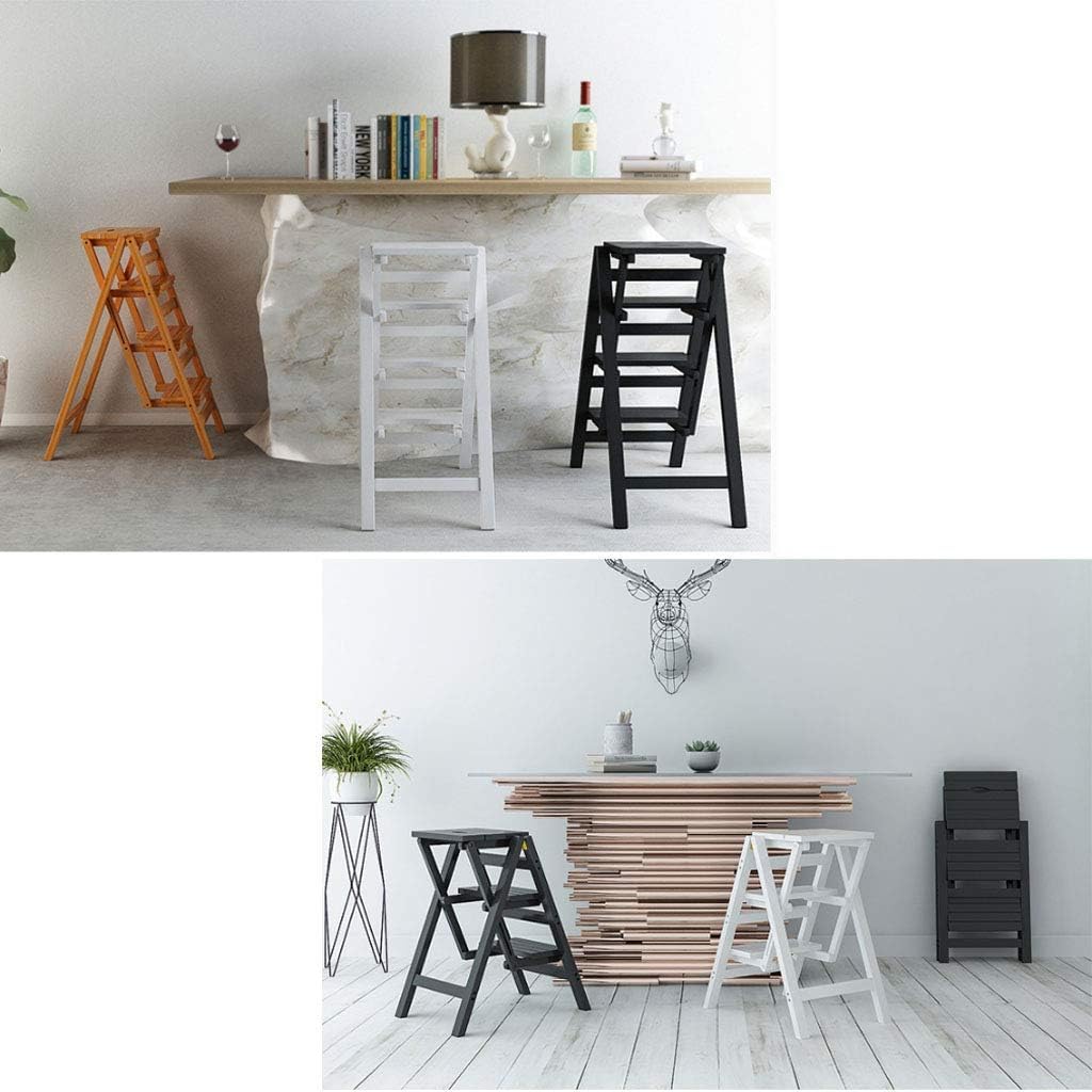 Creative Transforming Folding Library Steps Multi-Layer Step Ladder Chair Kitchen Office Use Natural Bamboo Material