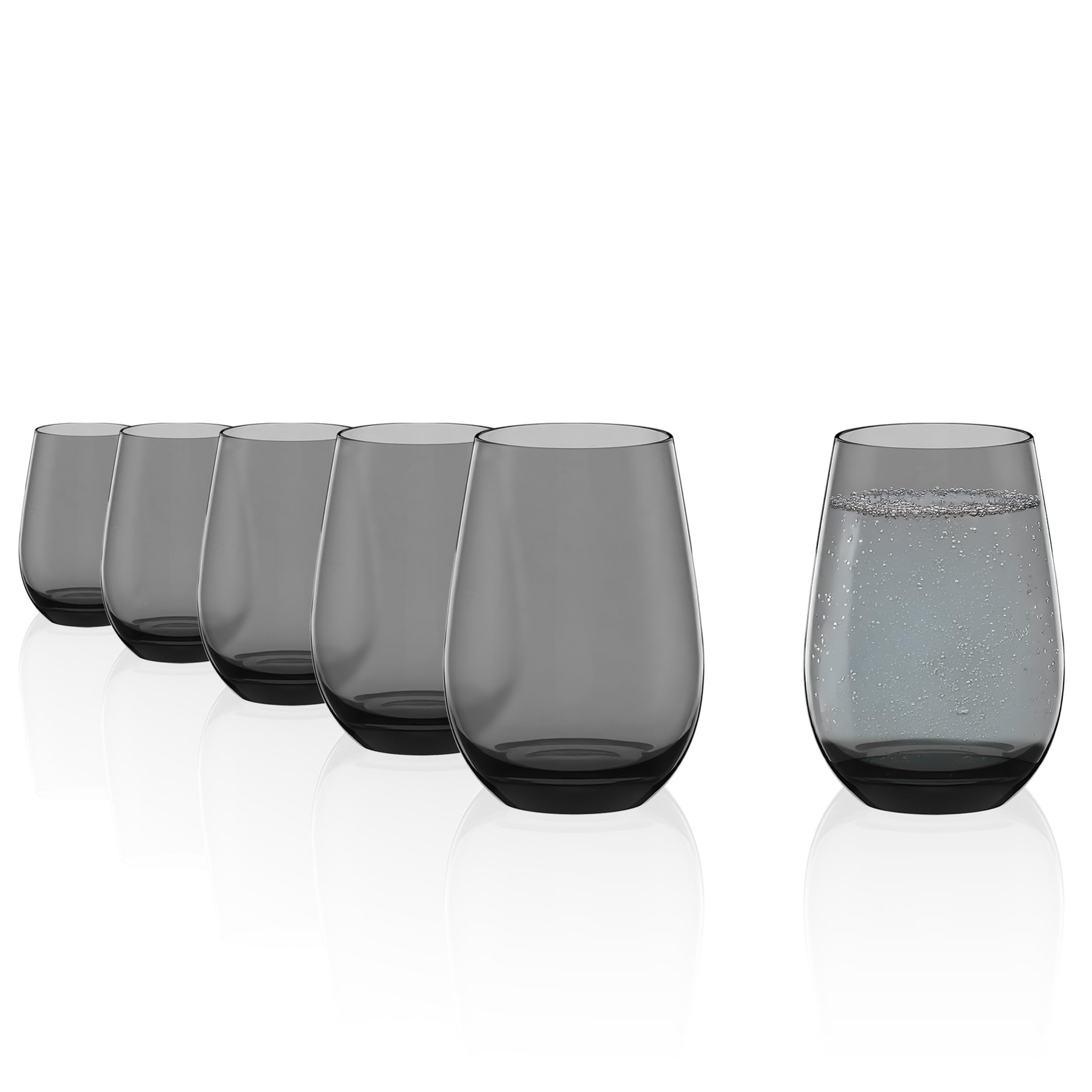 Stölzle Lausitz Bicchieri Acqua Elements Grigio Fumo Set 6 – 465 ml Tumbler in Cristallo per Acqua Succo e Cocktail – Resistenti agli Urti Lavabili in Lavastoviglie – Eleganti Bicchieri Multiuso