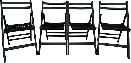 Miniatura 3 de HomVent Juego de 4 sillas plegables de madera con rejillas, totalmente montadas, sillas plegables para eventos, silla de boda, asiento de listones