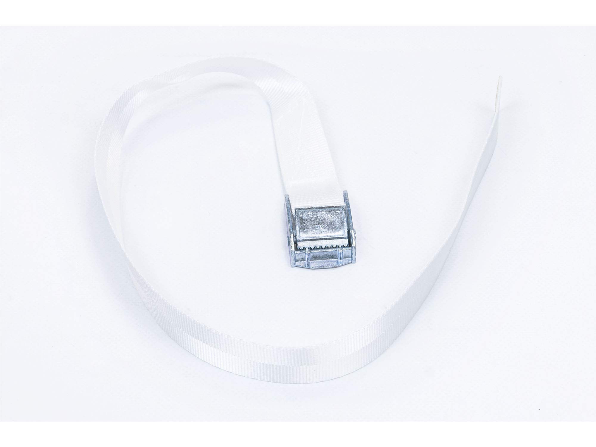 Oedim Weißes Polyester-Spannband mit Metallschnalle | 2,5 cm breit x 60 cm lang | 50 Stück | Schutz, kleine Zurrgurte mit Schnalle |