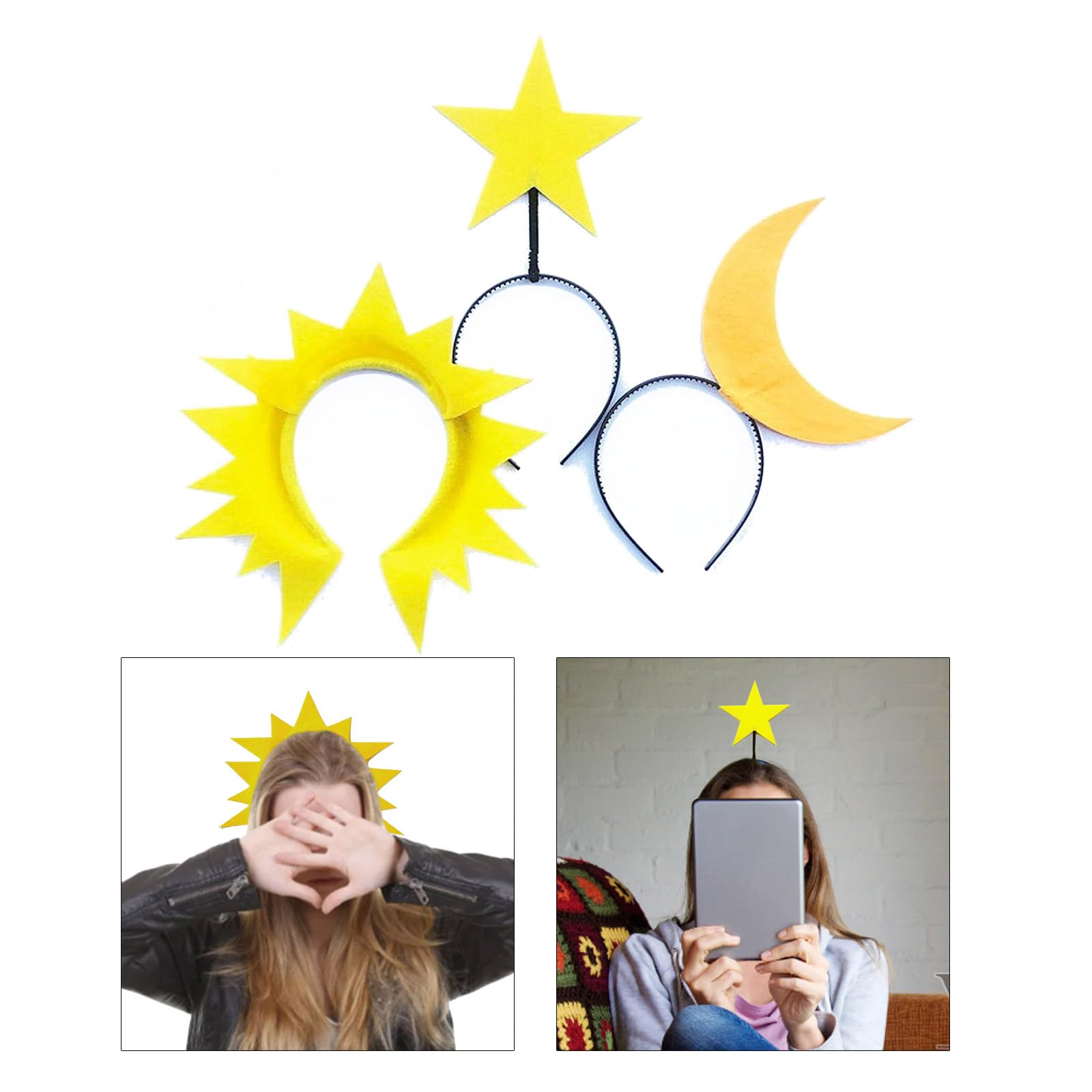 CHAKAE Star Hairbands Photo Booth Props Eye-catching Sun Headbands Party Headpiece Fun Headbands for Music Festivals - Image 2