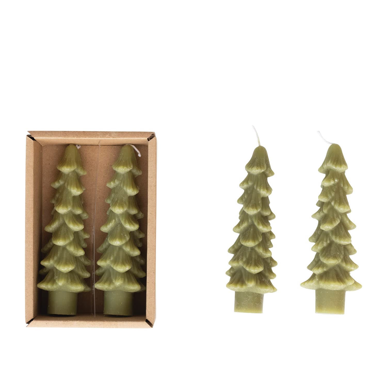 Creative Co-Op Unscented Tree Taper Candles - Set Of 2, Textured Khaki, 4.75" Tall, 3 Hour Burn - View #11