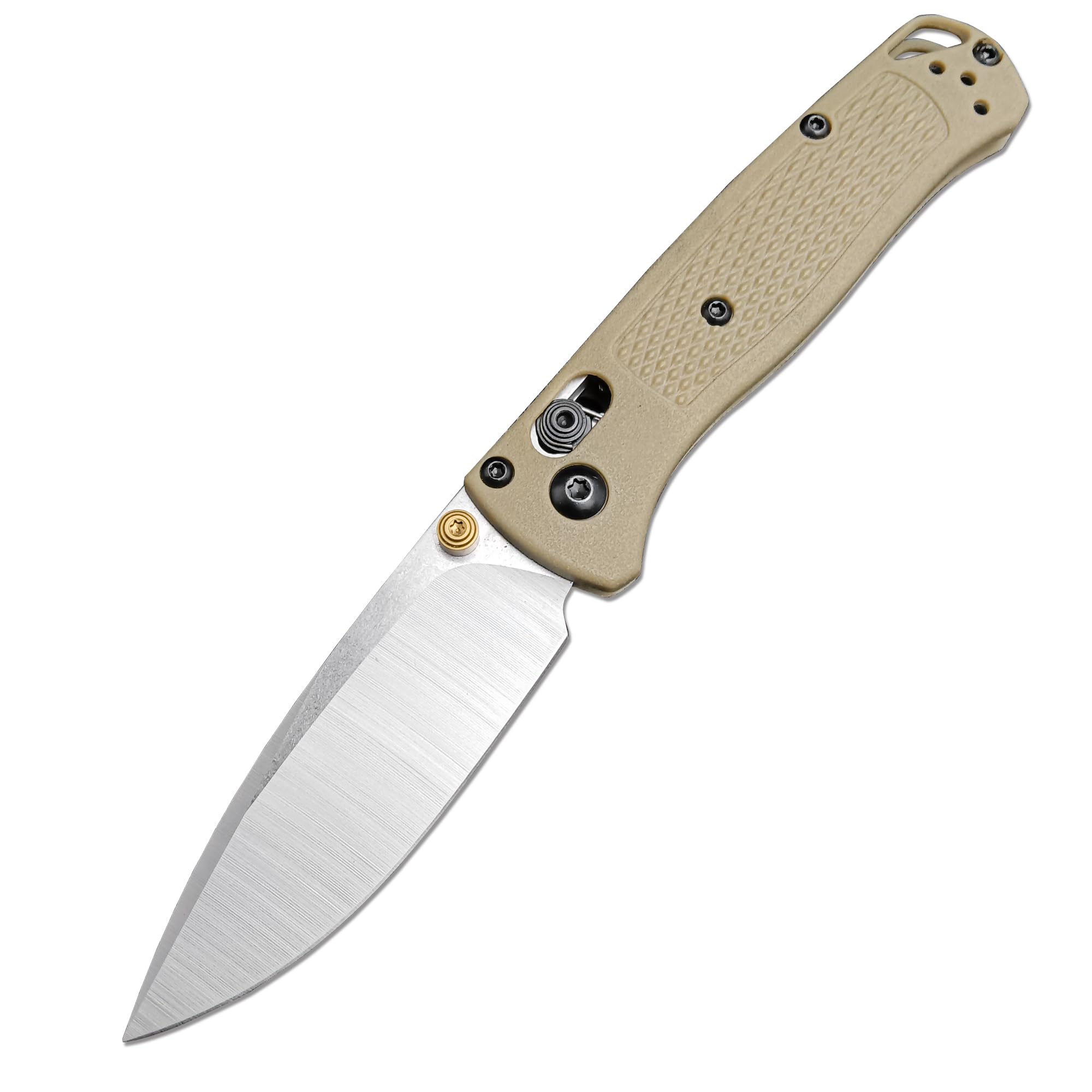 HUAAO Mini Bugout Folding Pocket Knife, Plain Edge, Thumb Stud Manual Open, Glass Reinforced Nylon Grivory Handle with Belt Clip for Camping(440C blade)