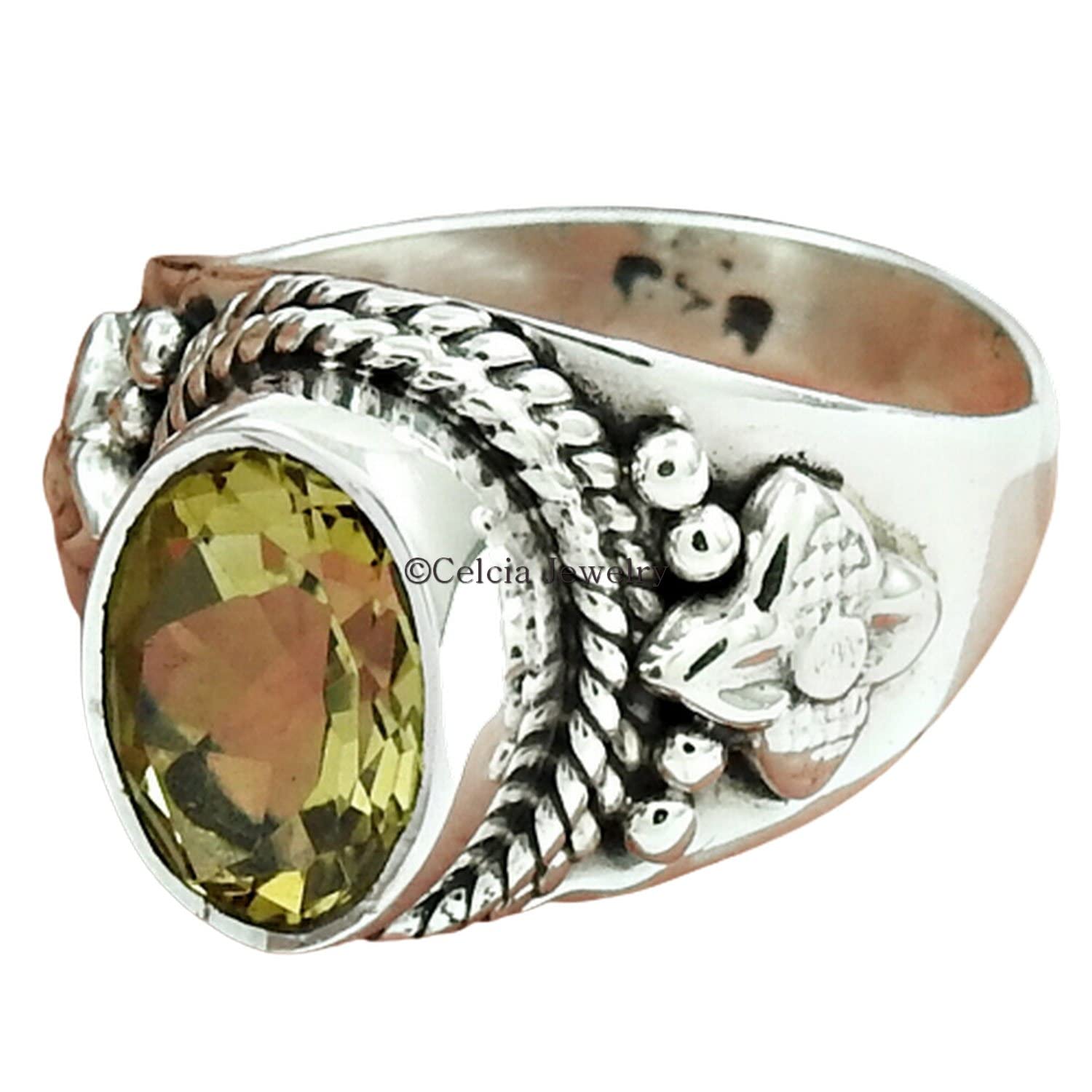 Anillo de piedra curativa natural citrino, anillo de banda de diseñador unisex, anillo de declaración, regalos para hombres y mujeres, regalos de cumpleaños para papá mamá, anillo delicado