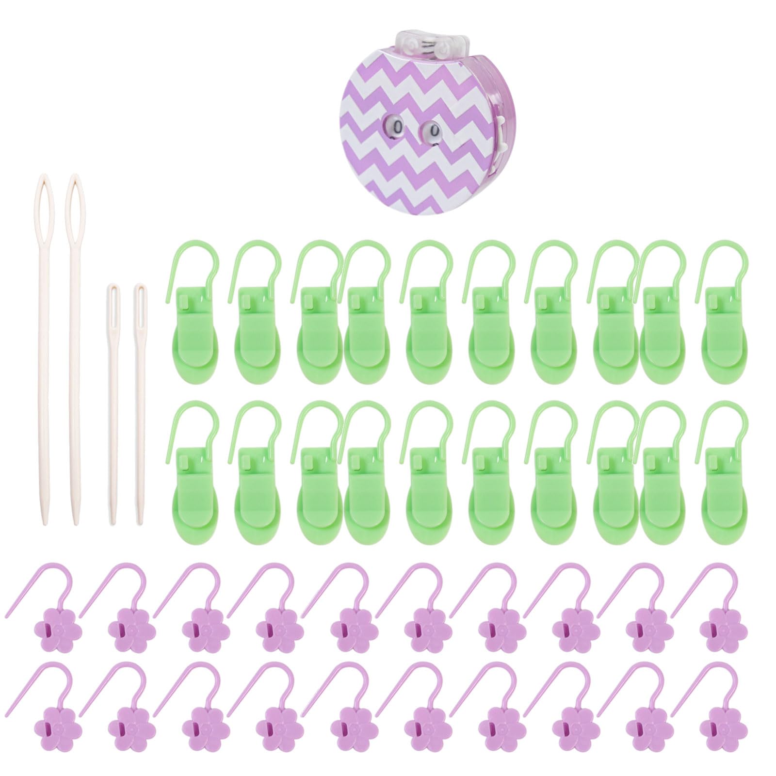 Row Counter and Loop Clip Accessories for Knitting Projects with Locking Clips, Bulb Markers and Yarn Finishing Tools Crochet Loop Clips Knitting Row Counter Yarn Finishing Tools Clear Storage Case