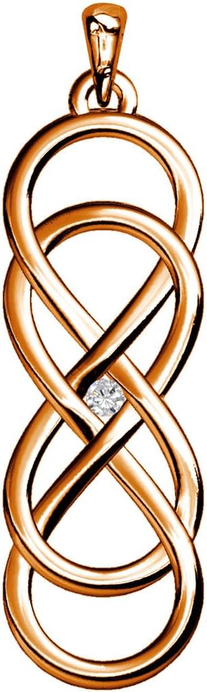 Medium Diamond Double Infinity Symbol Charm.02 CT, Best Friends Forever Charm, Sisters Charm, 6.5mm x 19.5mm in 18K rose (pink) gold