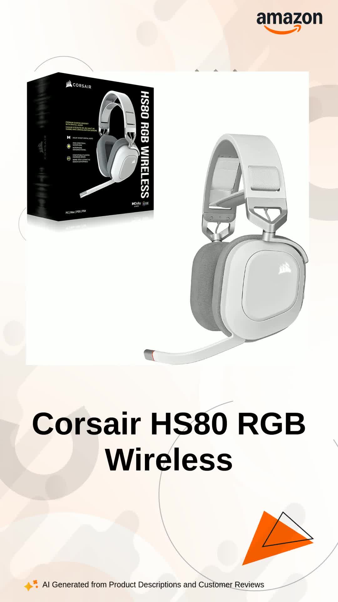 Corsair HS80 RGB Wireless Premium Gaming Headset with Dolby Atmos