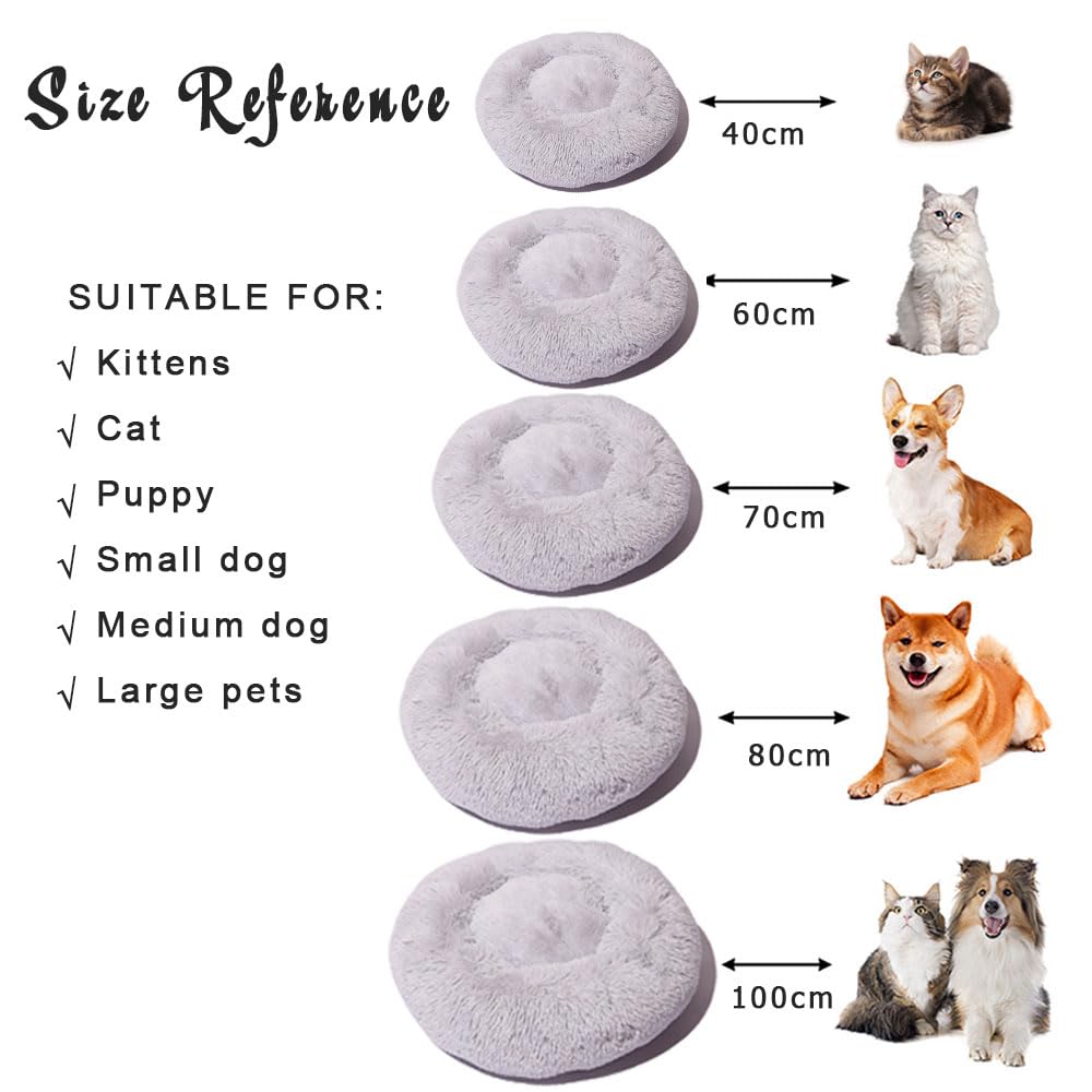 Rotondo Cuccia Cane Interno, Peluche Cuccia Gatto e Cane Ciambella Cuscino per Cani, Lavabile e Morbido Cuscino per Animale, per Cani Gatti Gattino Cucciolo (120CM,Beige)
