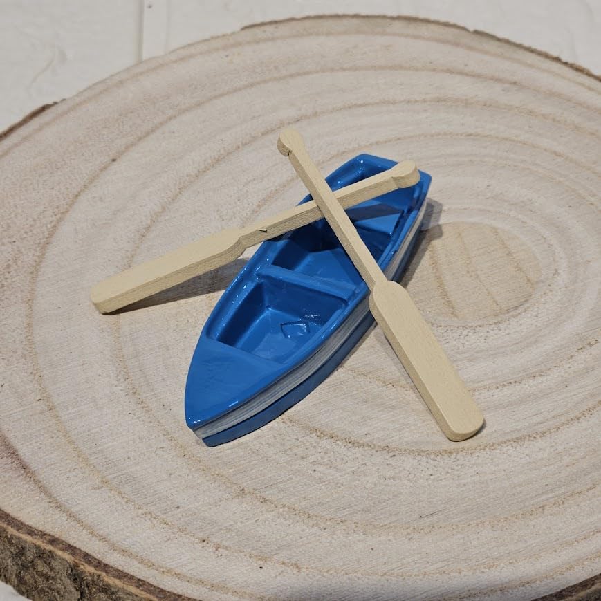 Image of Miniature Boats with Oars - Set of 2 | Miniature Garden Decor Accessories | Dollhouse Miniatures | Fairy Garden Props for Kids & Craft Lovers