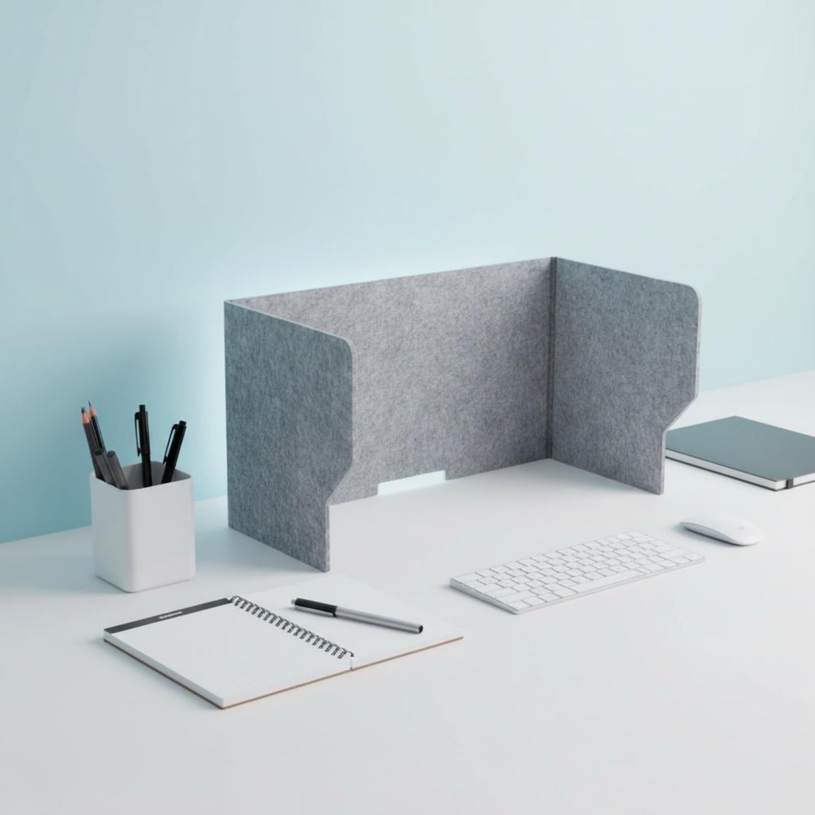 Gralara Pannello Fonoassorbente da Scrivania Leggero Pannello Divisorio da Tavolo Parasole Barriera Scrivania Pieghevole per Impiegati, Ufficio, 80CM, 3 Lati+4 Clip