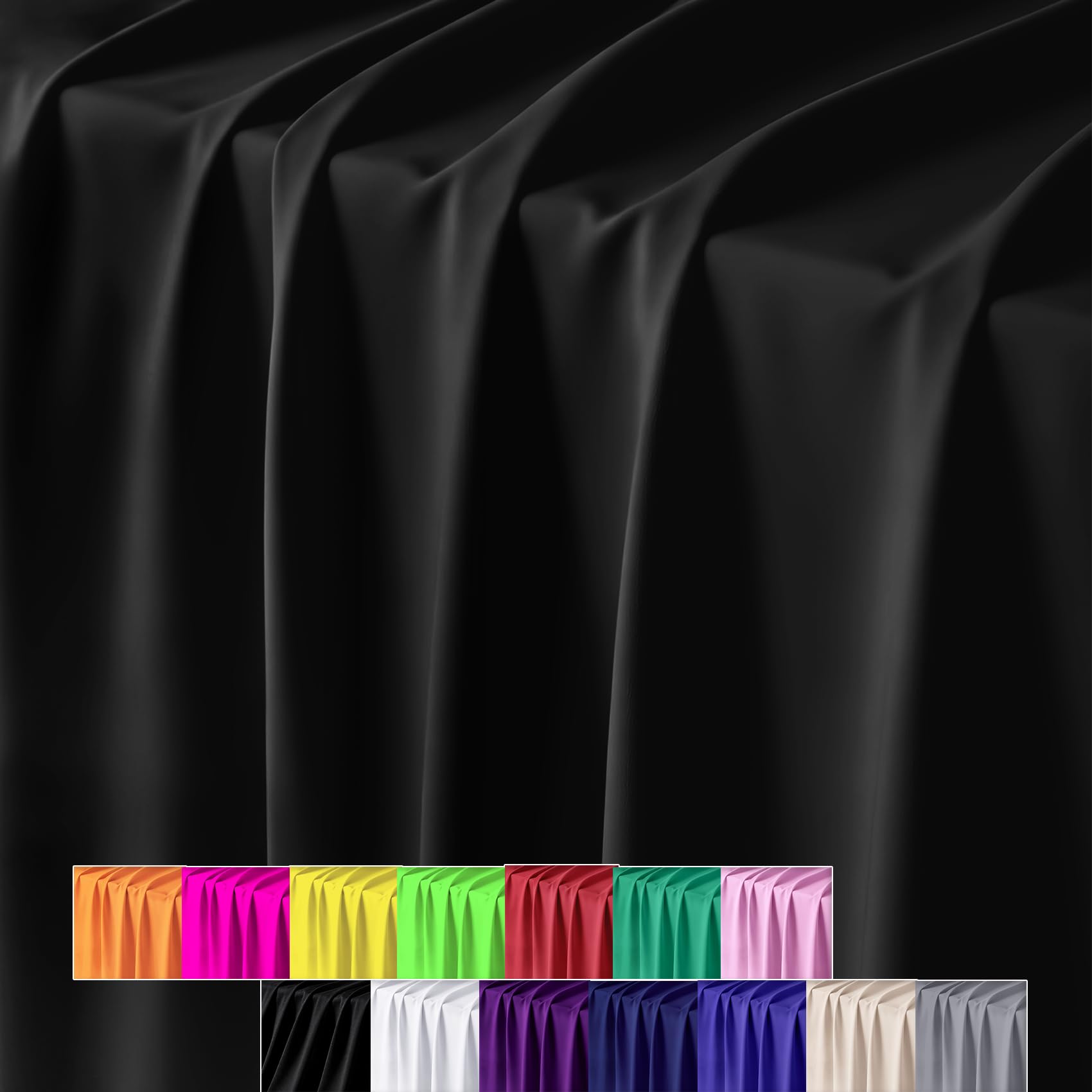 Nylon Spandex Fabric 60 Inch 4-Way Stretch Soft Elastic Fabric by The Yard, 80% Nylon 20% Spandex, Medium-Heavy Weight for Sewing, Swimwear, Activewear, Sports, Dance, Yoga (Half Yard, Black)