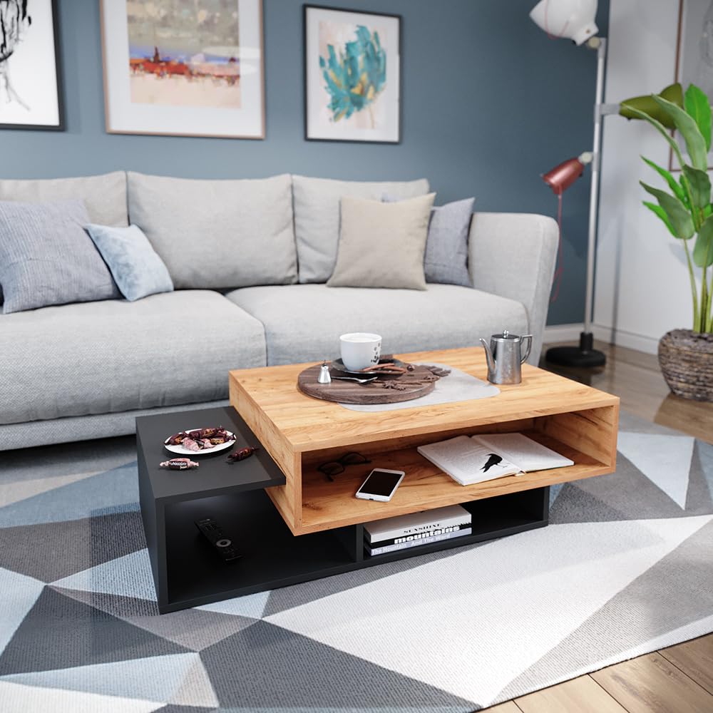 Vicco Tavolino da salotto Bari, Antracite, 105 x 60 cm | per la conservazione e la presentazione di oggetti di uso quotidiano
