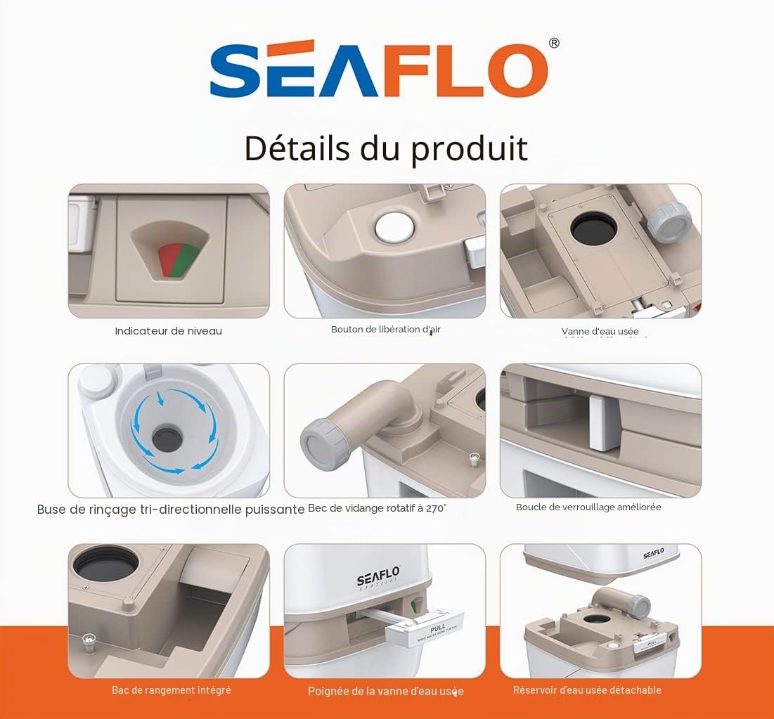 SEAFLO Toilettes de voyage portables de qualité supérieure - 18 l