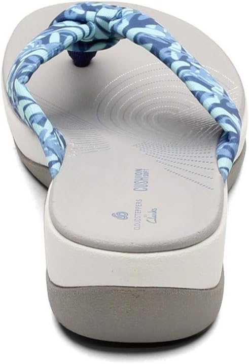 Clarks Women's Arla Glison Flip-Flop 9 Blue/Mint Floral Textile