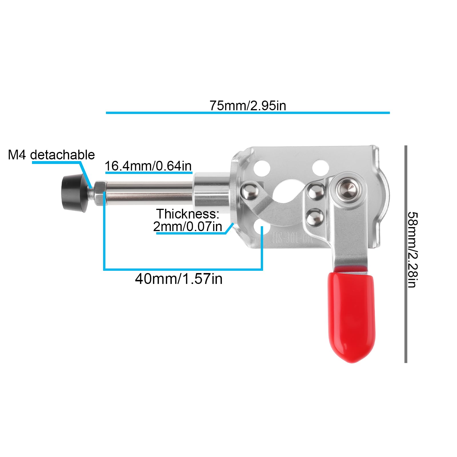 Create idea 2 x Push-Pull-Klemme mit Schnellspanner, horizontale Klemme GH301CR für Holzbearbeitung, Möbelprüfvorrichtung