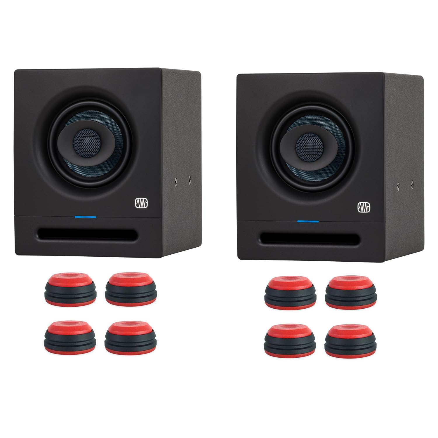 Presonus Eris Pro 4 - Altavoces activos para monitor de estudio (1 par, con pies Keepdrum), color rojo
