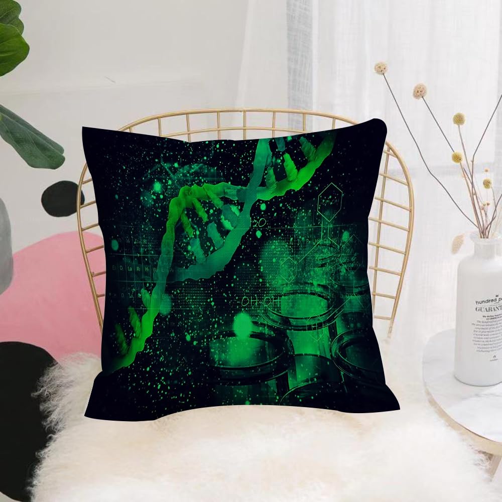 HYOSXW Cushion Cover,Throw Pillow Case Home Decorative for Living Room Bedroom Sofa Chair 16X16 Inch,Dna structure on scientific background,Pillowcase 40X40cm