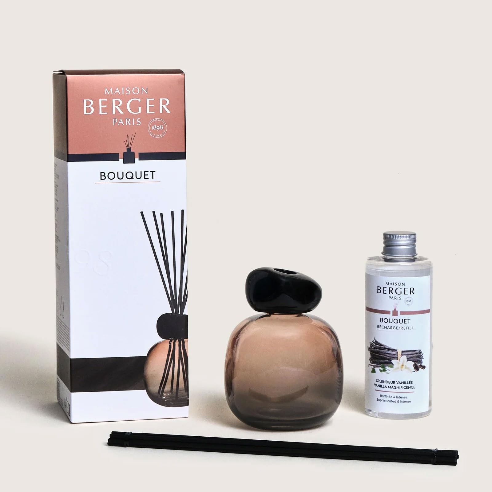 Lampe Berger – Bouquet Parfumé Minéral Splendeur Vanillée 180 ml + bastoncini – Durata circa 6 Settimane