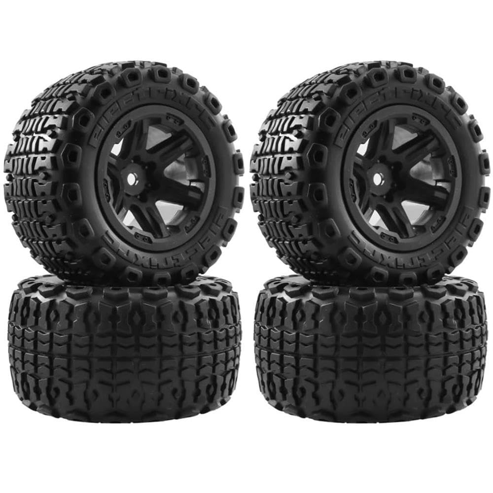 1/16 MJX Hy-per Go H16 16207 16208 16209 16210 4pcs 104mm Rubber Wheel Tire Tyre 12mm Hex 1:16 RC Car Upgrade Parts(Black)