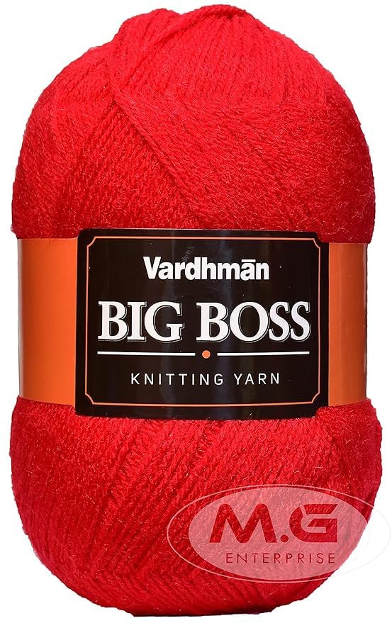 Image of M.G ENTERPRISE Bigboss Red 200 GMS Wool Ball Hand Knitting Wool /Art Craft Soft Fingering Crochet Hook Yarn, Needle Knitting Yarn Thread Dyed-XK Art-AJH