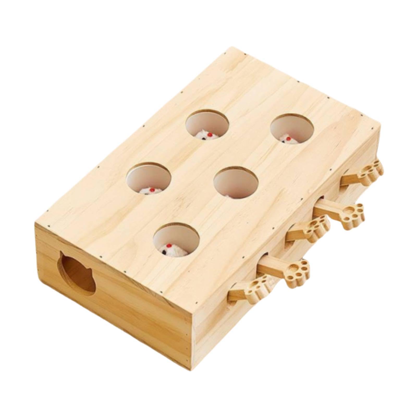 Juguete Interactivo para Gatos Juego Mazes de Madera Accesorio para Mascotas Juguete Puzzle Contribuye a Desarrollo Físico Y Mental Adecuado Pa, 5 Agujeros