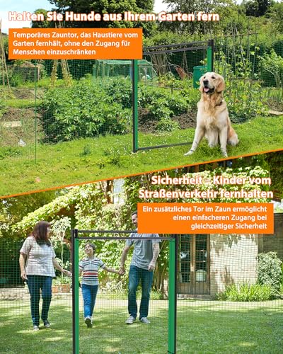 Signstek Tor für Begrenzungszaun - 90 cm, Tür für Gartenzaun mit Einhand Öffnung, mobiles Zauntor für Camping, Garten, Weide