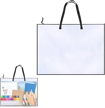 Art Portfolio Bag Portfolios Organizer with Zipper and Handle Transparent Painting Folder Waterproof Art Storage Bag 18.9'' X 25'' Arts Folder Arts Portfolio Case for Paintings Homework File Storage