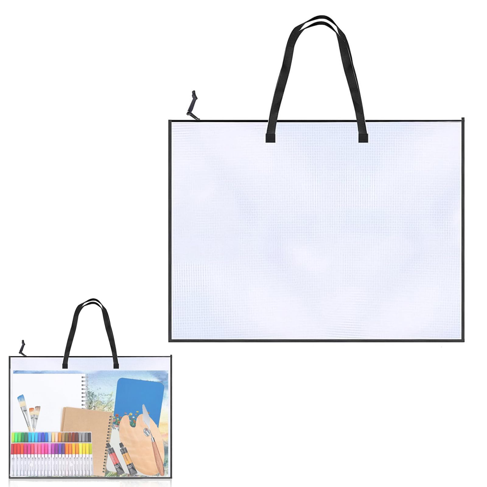 Art Portfolio Bag Portfolios Organizer with Zipper and Handle Transparent Painting Folder Waterproof Art Storage Bag 18.9'' X 25'' Arts Folder Arts Portfolio Case for Paintings Homework File Storage