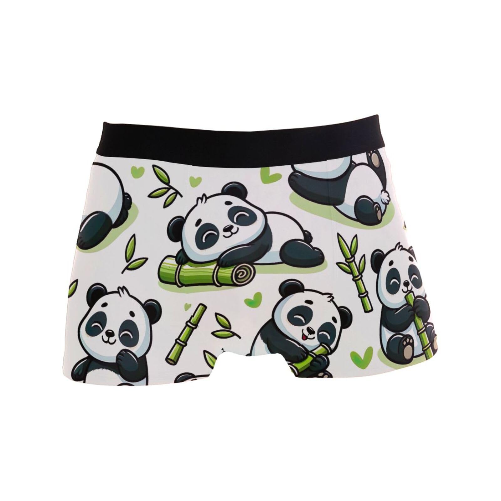 Cute Pandas Boxer Briefs Soft and Breathable Microfiber Underwear with Comfort Flex Waistband