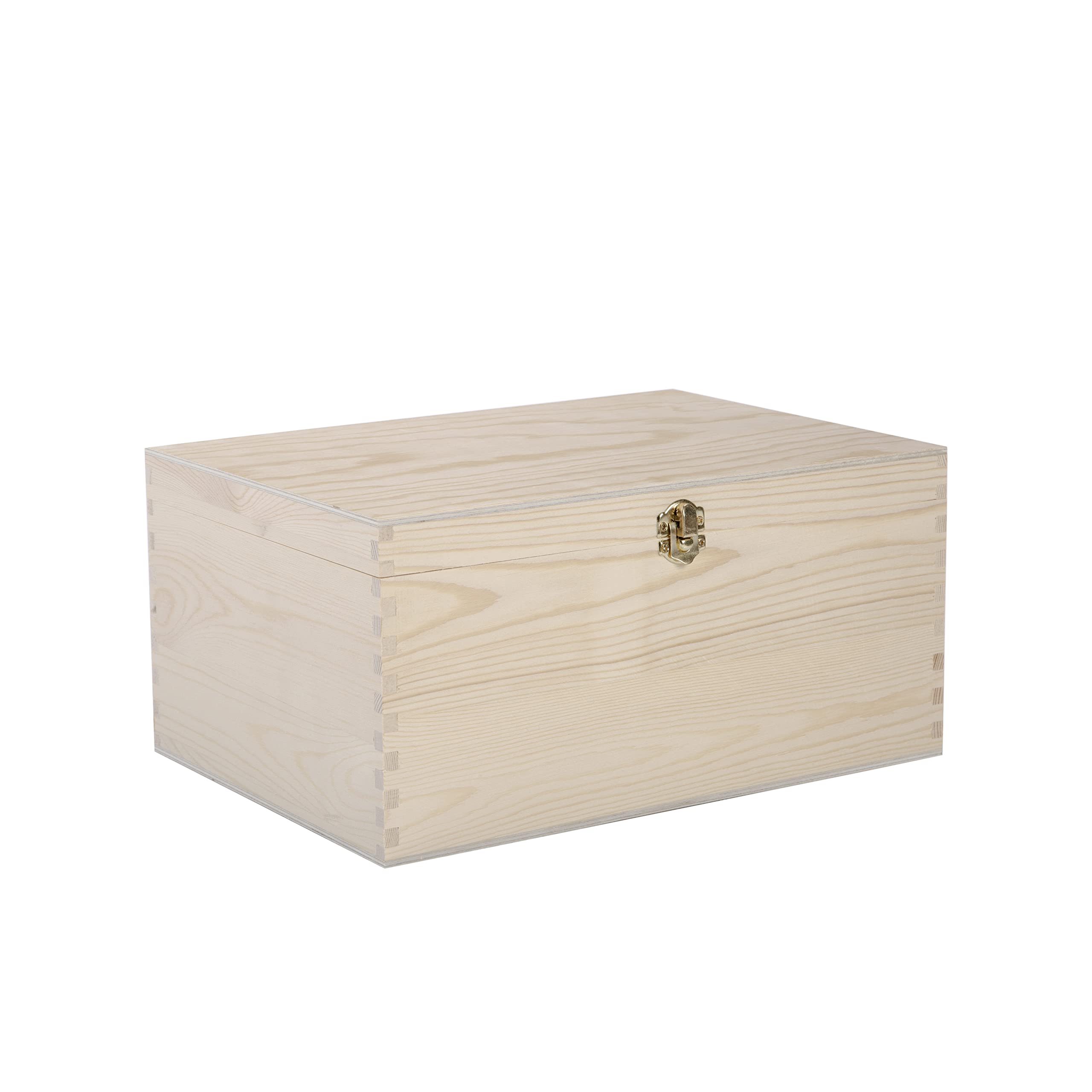 Green Leaves Natural Wood Natural Finish Wooden Storage Box Diy Crate With Hinged Lid And Locking Clasp (Set: Xl+L+M+S)