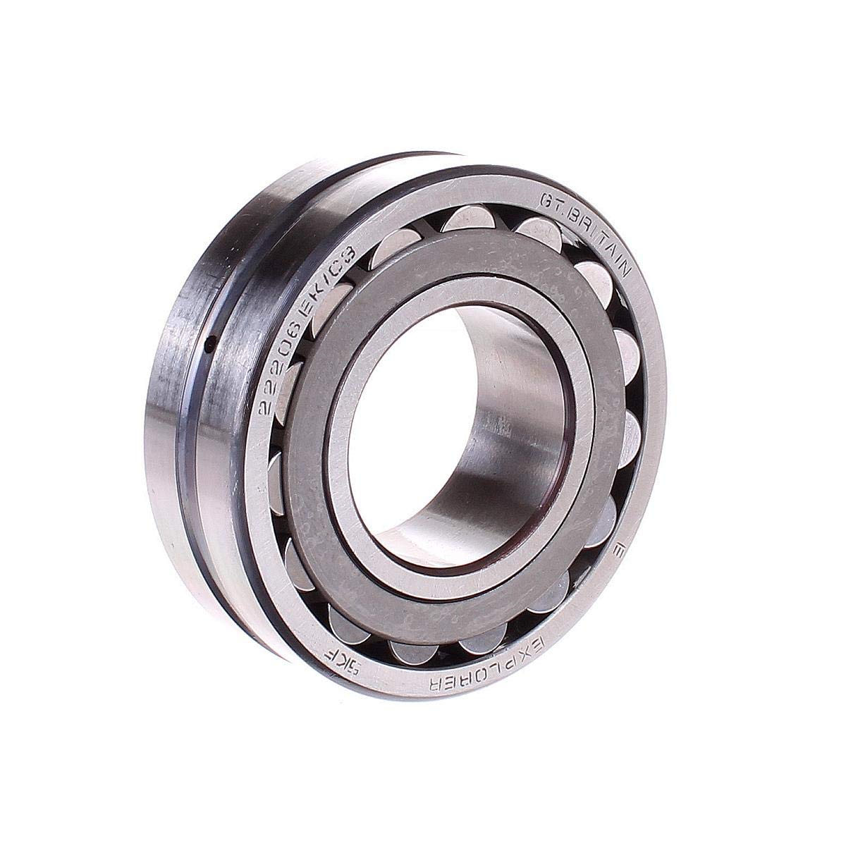SKF 22206 EK/C3 sphérique Radial Roulement, conique Alésage, non étanche, Acier Cage dégagement, C3, 30 mm alésage, 62 mm OD, 20 mm de largeur, 14000tr un maximum de vitesse de rotation