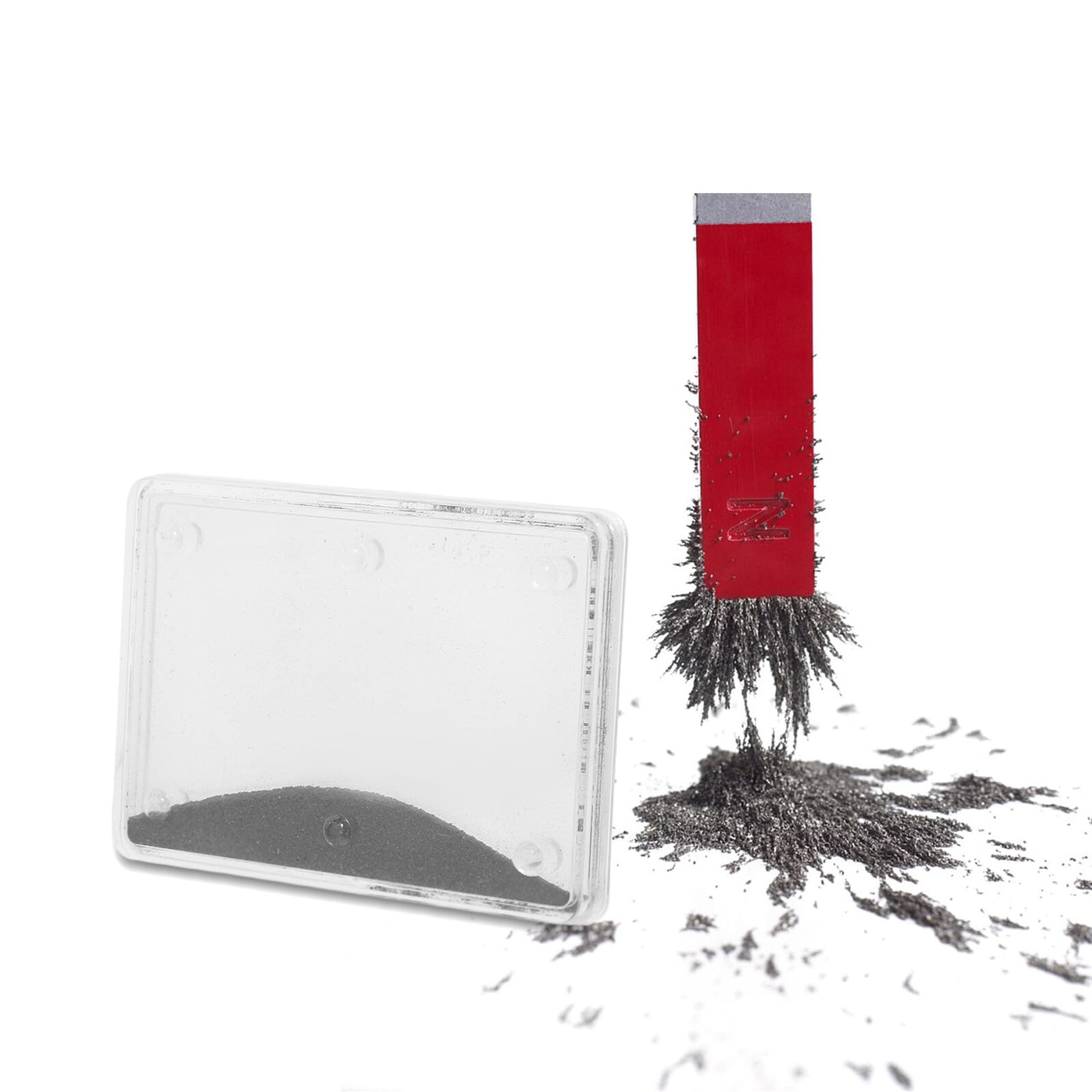 10 Stück Magnetische Eisenspäne in Kunststoffbox mit Lehranleitung Leichtes Lehrmittel für Elektromagnetismus im Klassenzimmer und Labor