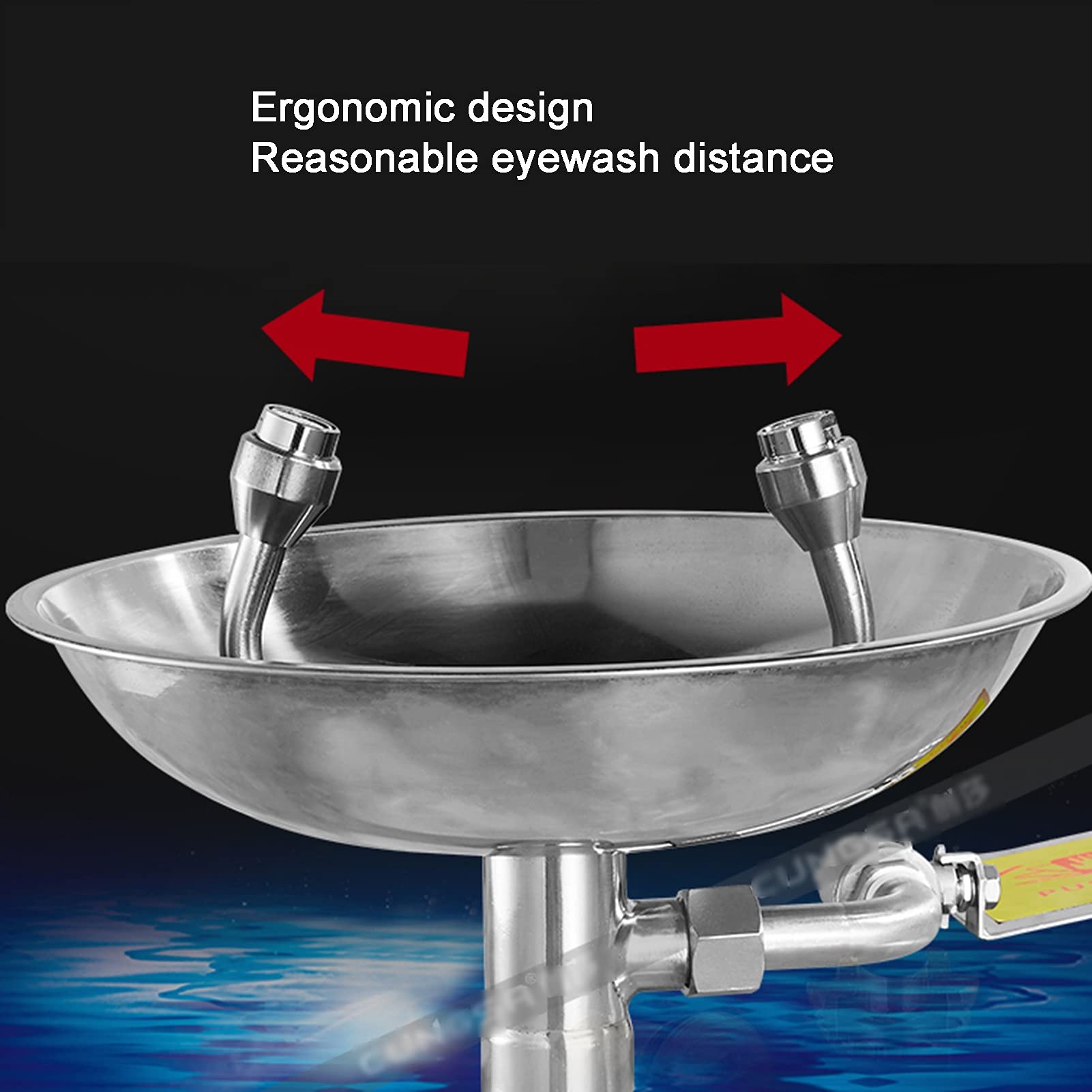 Station de Lavage oculaire d'urgence Murale en Acier Inoxydable 304, revêtement pour Le Visage et Les Yeux (31 cm/12,2 Pouces)