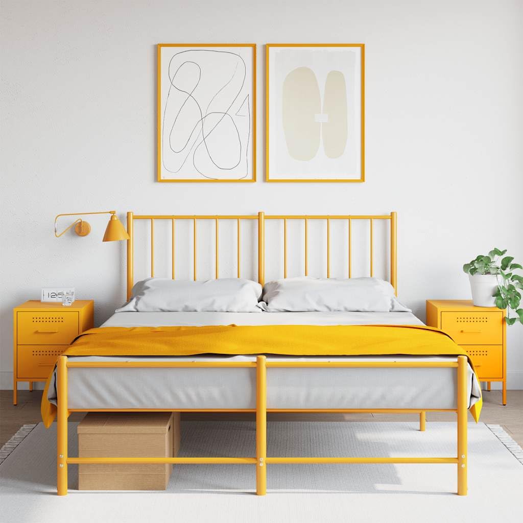 Table de chevet jaune moutarde lot de 2 gain de place pour ranger une petite chambre encombrée