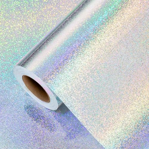 Burymento Silver Wrapping Paper Roll Metallic Holographic Point Gift Wrap for Birthday Valentines Mothers day Graduation Wedding Fathers day Baby Shower Christmas (17 IN x 32.8 FT)