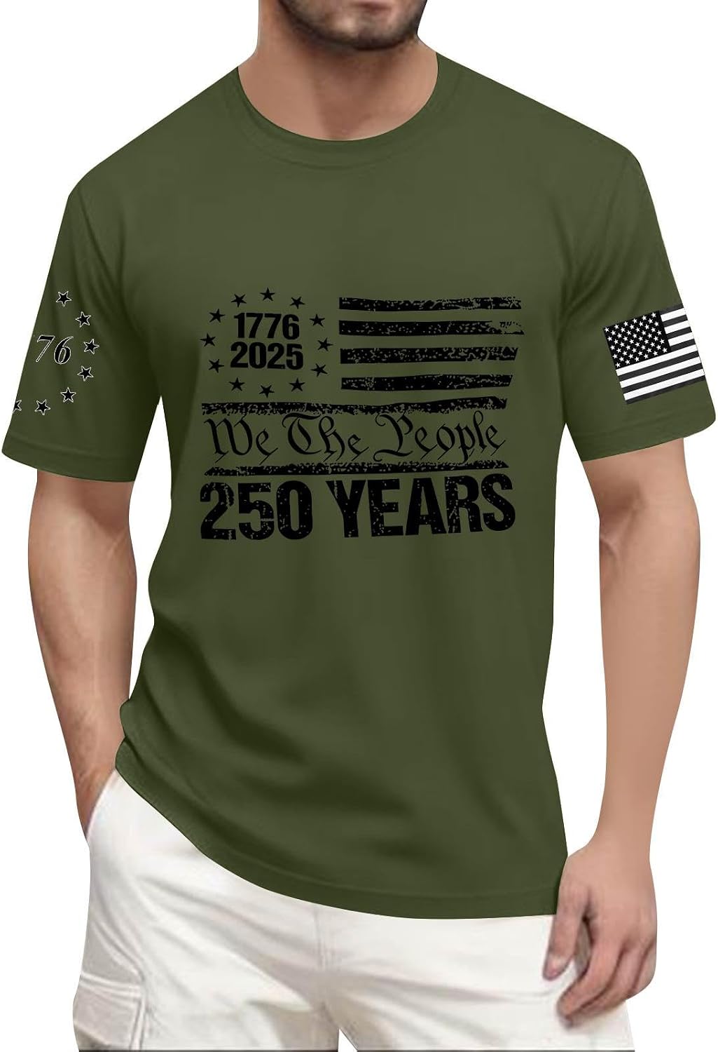 250 Anniversary USA Shirt Mens Tshirts Shirts Short Sleeve T Shirt Crewneck Tops Patriotic 1776-2026 Basic Tee