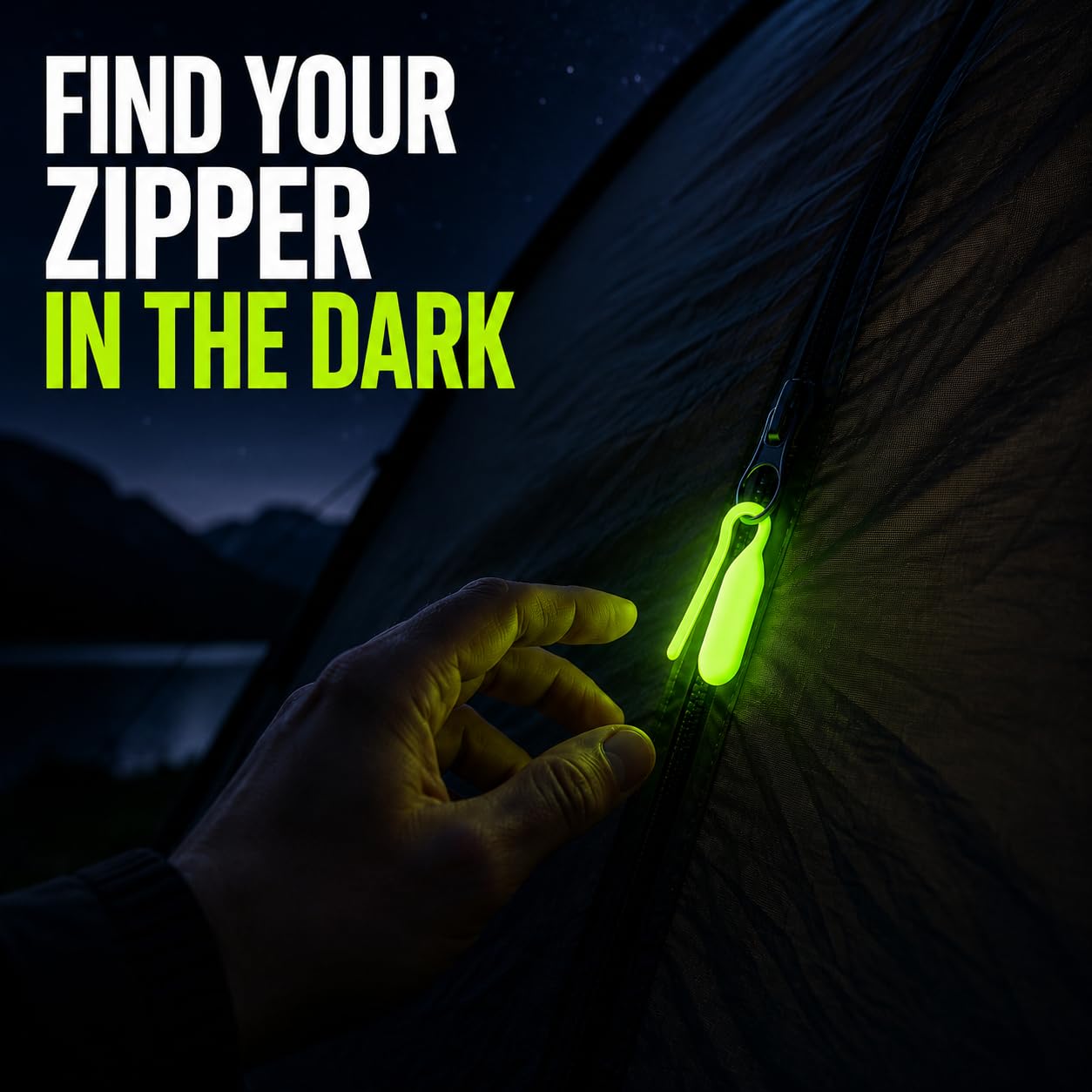 GLO-X Glow Zipper Pulls, 12 Pack, Camping Tent Accessories