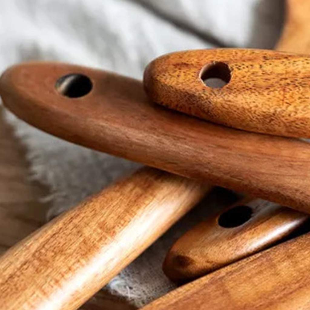 Kochutensilien-Set aus Holz, 8-teilig, Küchenhelfer-Set aus Holz, antihaftbeschichtet, Kochgeschirr, Holzspatel, Gabelwender, Schöpflöffel, klare Stempel für Scrapbooking und Kartengestaltung