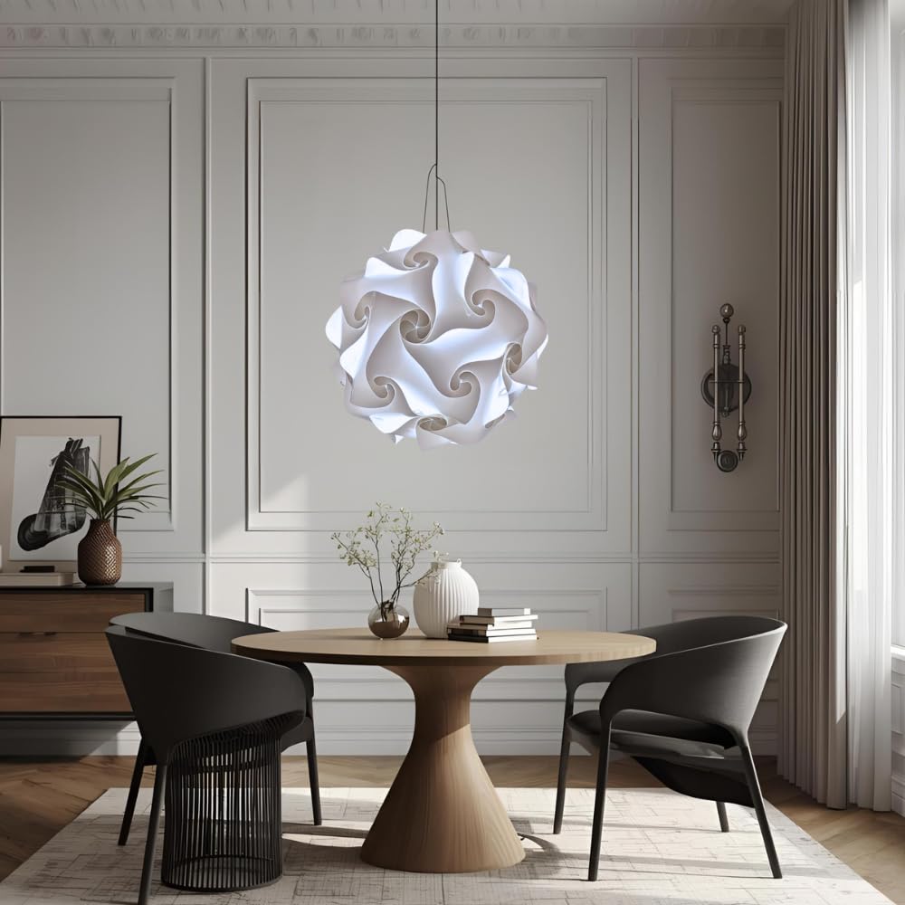 Lampadesign® Lampada a sospensione moderna Camera da letto soggiorno cucina FIOCCO Sfera bianca 50 cm Lampadario moderno elegante Luce sala da pranzo centro tavolo salotto Lampadina led fredda E27