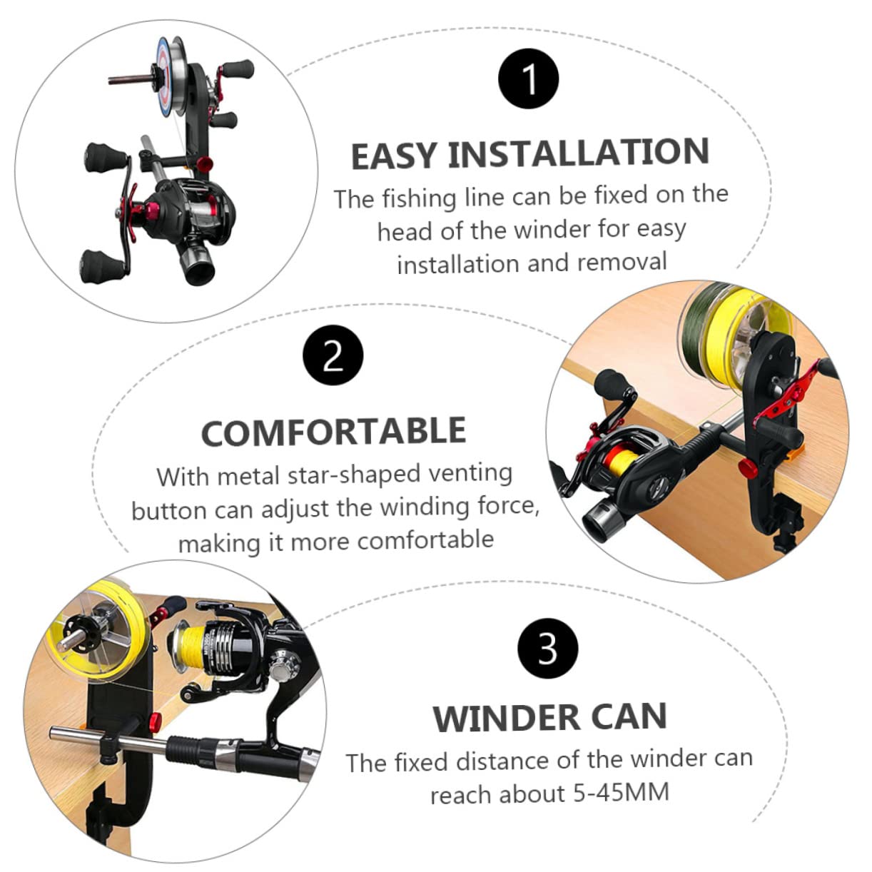 VICASKY Portable Fishing Line Winder Spooling Station Adjustable Reel System with Slip Design Versatile for Various Fishing Reels for Easy Setup and Use