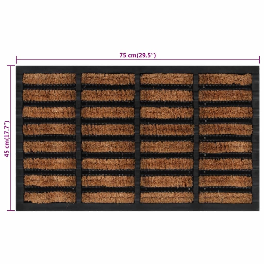 Caucho Fibra de Coco Felpudo 45x75 cm | Parte inferior de goma antideslizante, que absorbe la suciedad, aspiradora, plegable, para interior y exterior