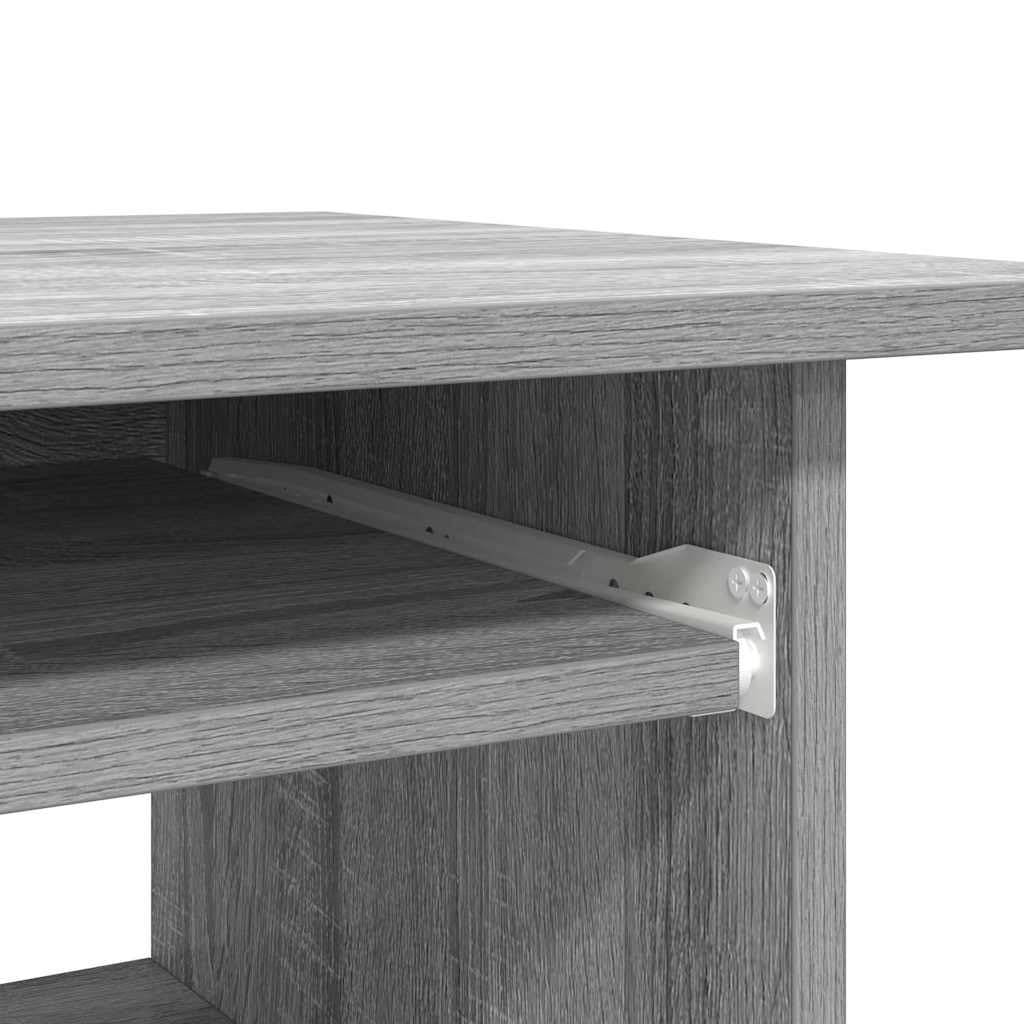 Scrivania grigia Sonoma 80 x 45 x 74 cm, resistente materiale in legno, compatta per computer per casa, ufficio, cameretta dei bambini e giochi, con ripiano per tastiera e scomparto per PC