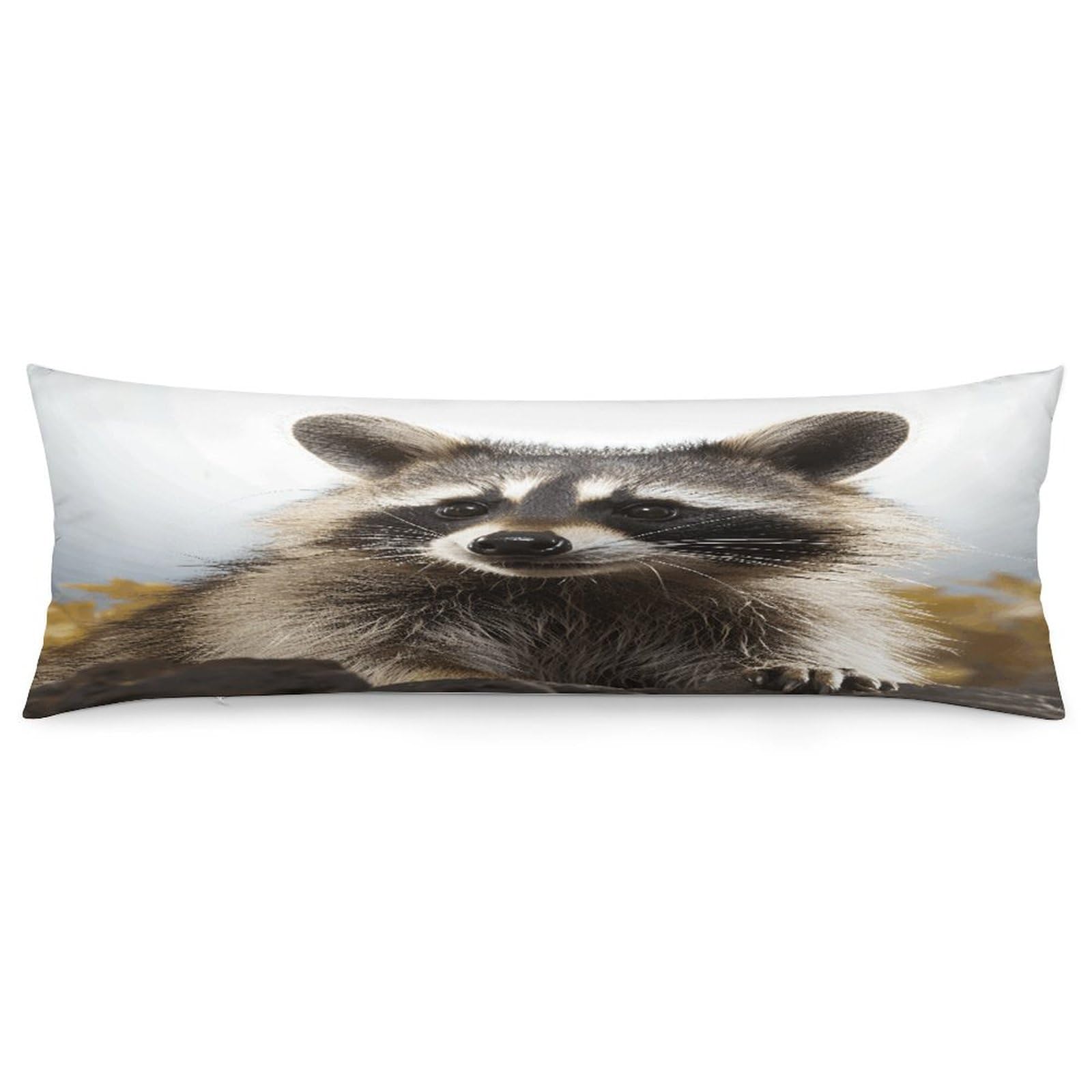 Hairy Raccoon Throw Pillow Cover Soft Pillow Case Decorative Lumbar Pillow Cover Cozy Throw Pillowcase Polyester Rectangular Cushion Case Decor for Couch Sofa Bed