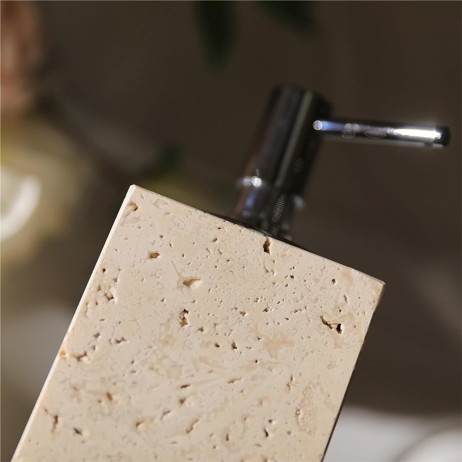 Flaschen Natürlicher Luxus-Seifenspender, speziell for Badezimmer, Travertin-Emulsionsstein Ästhetische Küchendekoration