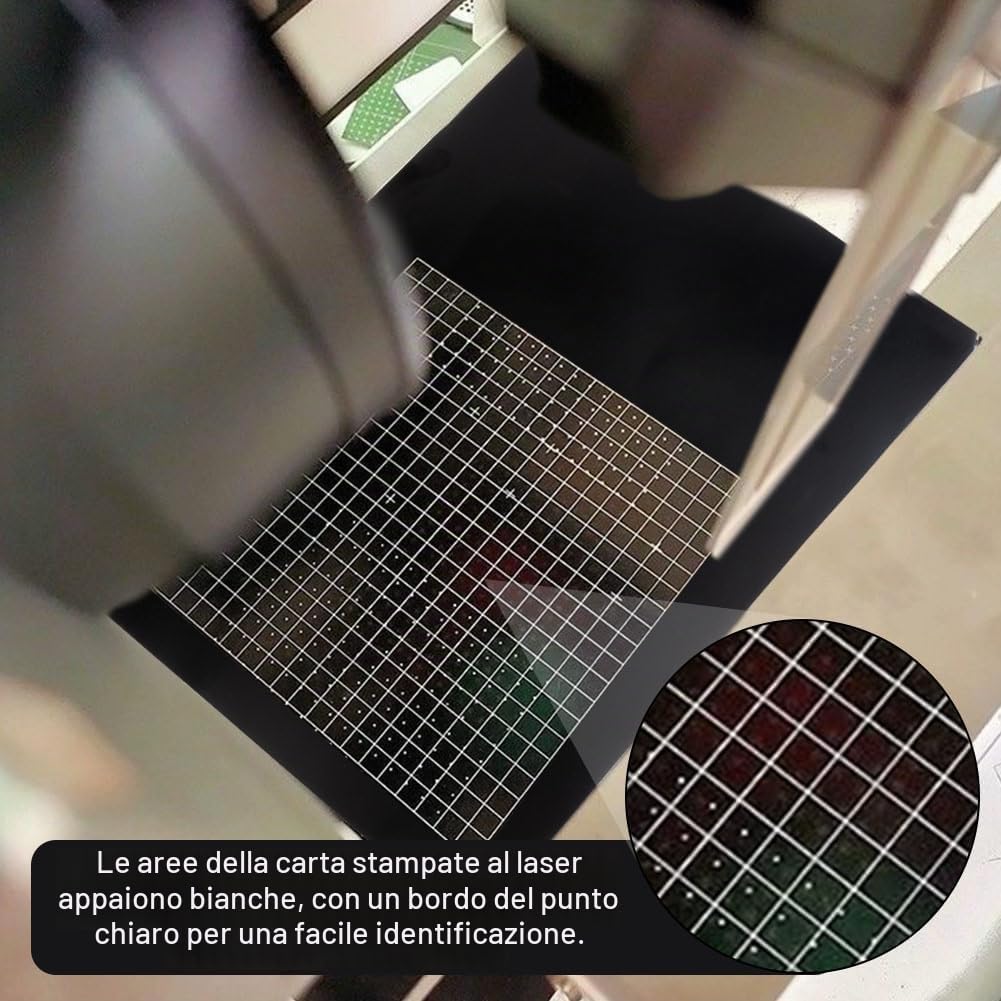 BENECREAT 10 fogli di carta per test laser nero, 20 x 20 cm, carta autoadesiva per marcatura laser, materiale per incisione laser per macchina da incisione