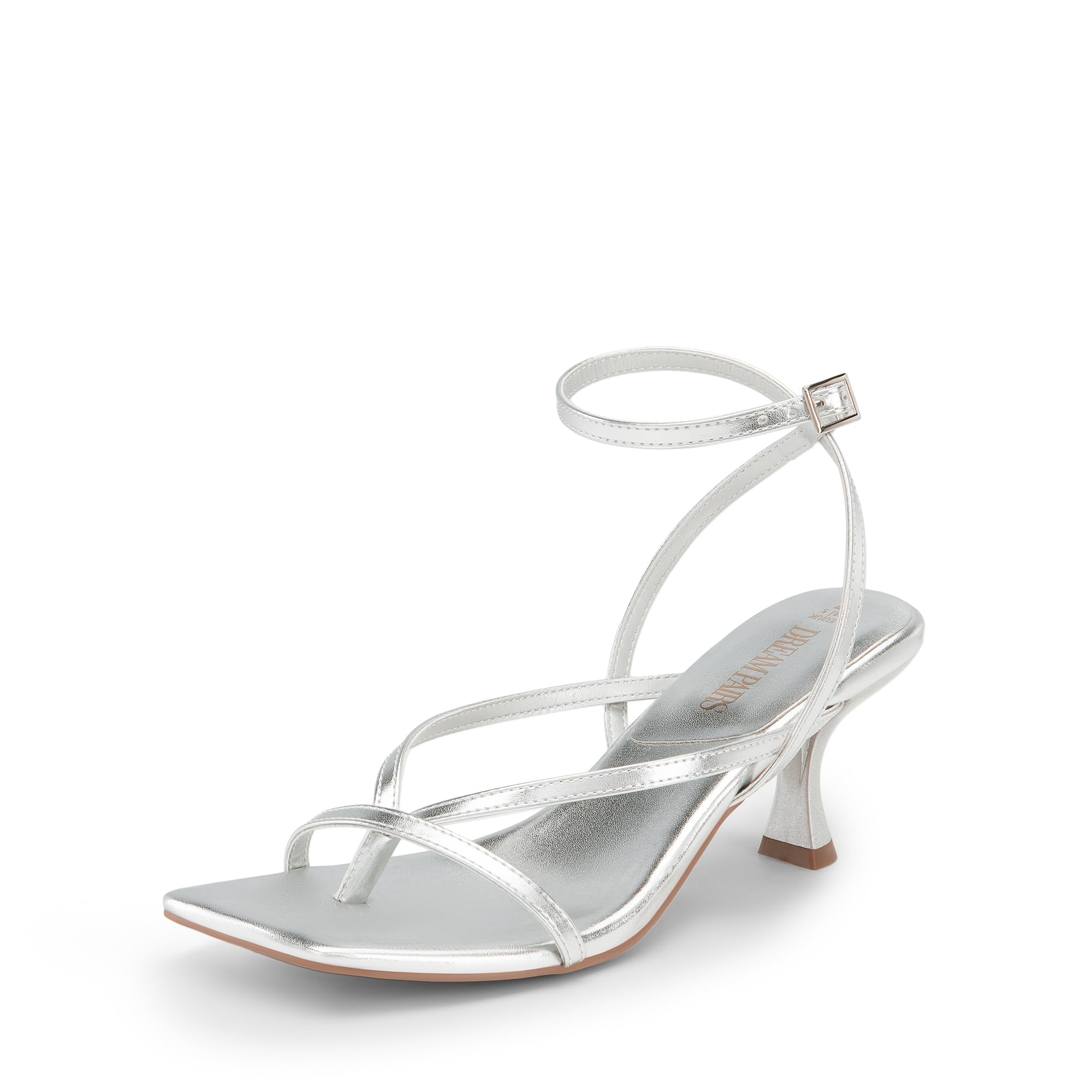 DREAM PAIRS Women's kitten Low Strappy Lace Up Heels Open Square Toe Thong Ankle Strap Heels Sexy Fashion Comfort Dress Shoes Party Sylvestra Pumps