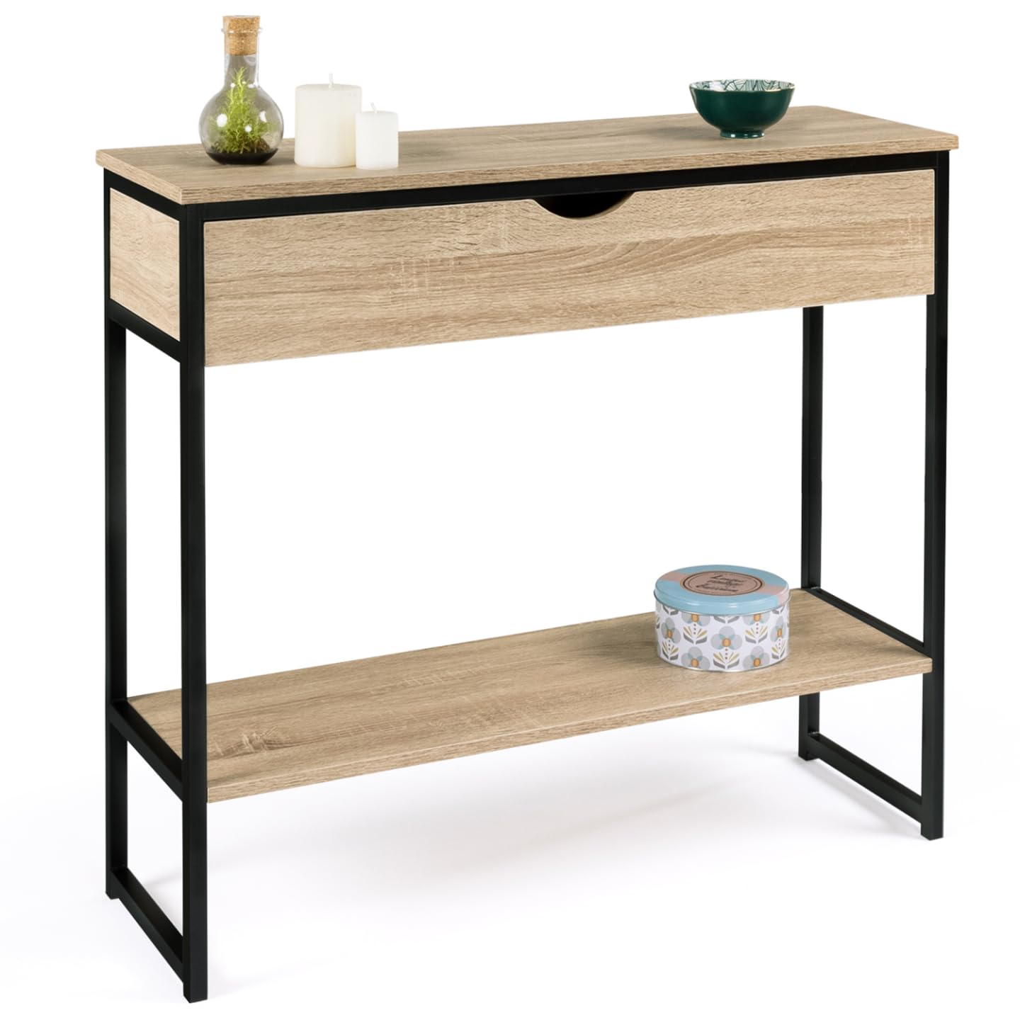 IDMarket - Console 1 tiroir Detroit 1 étagère Design Industriel