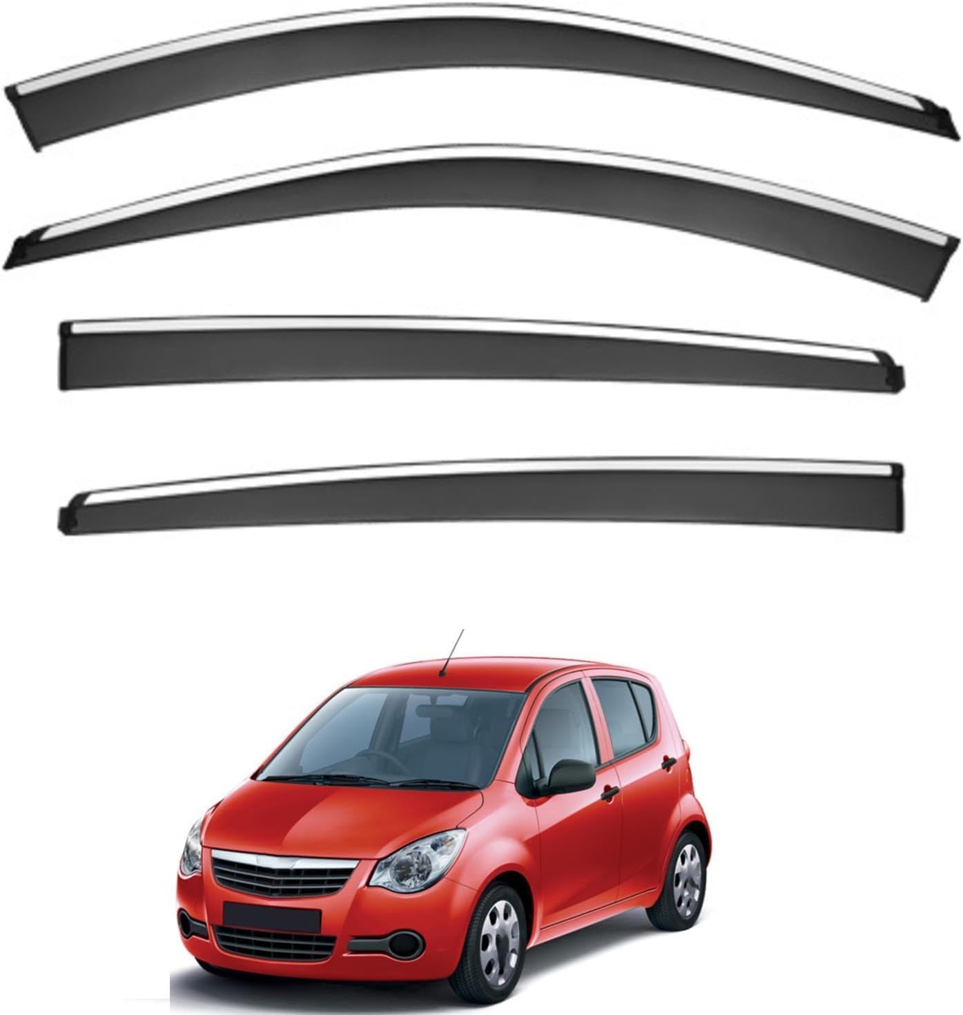 Nwsplmy Normal Wind Deflectors For Vauxhall Agil Mk2-H08 2008-2014, Rain Guards Window Visors, 4-Piece, Protects Against Fading & Cracks
