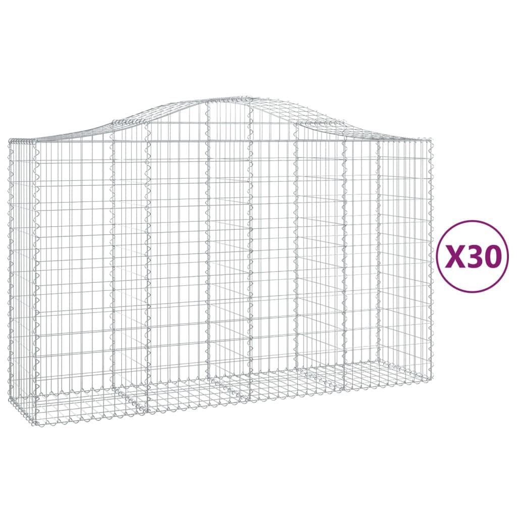 30 Gabionenkörbe 200x50x120/140 cm verzinktes Eisen Hochbogen Gartenzaun Gestaltung Robust & Langlebig für Terrasse Hof Gartendeko