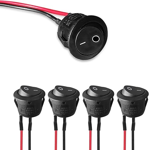 USTOPF1T 5 interruptores basculantes redondos, mini interruptor de botón redondo de 0.787 in en miniatura de 12 voltios, diseño SPST de 2 pines,